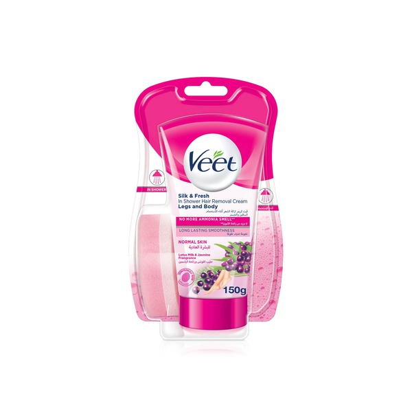 Veet Silk & Fresh in Shower Hair Removal Cream for Normal Skin Lotus Milk & Jasmine Fragrance 150g
