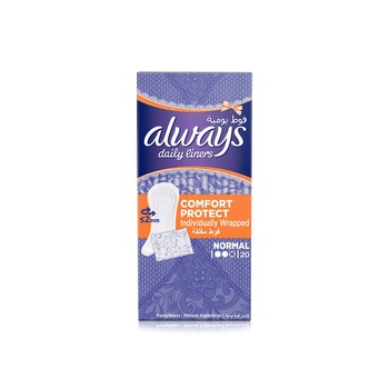 Always Comfort Protect Daily Individually Wrapped Liners  x 20