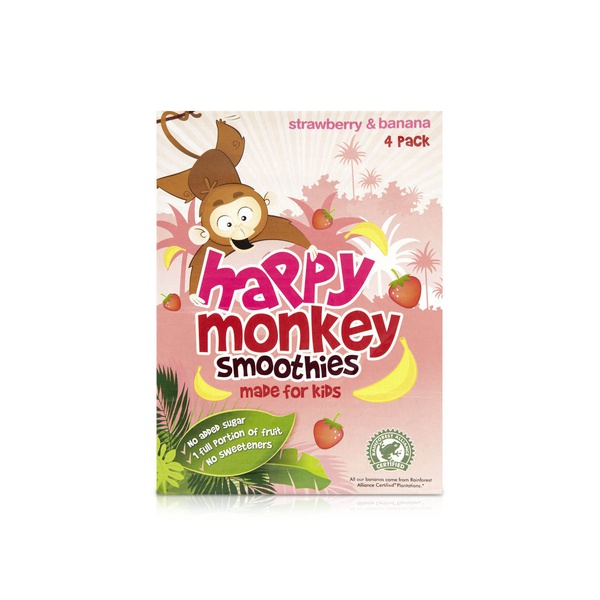 Happy Monkey Strawberry & Banana Smoothie 4 x 180ml