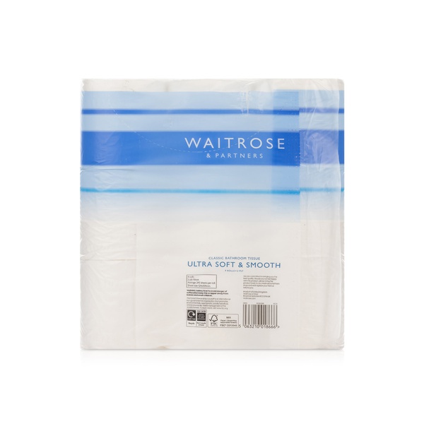 Waitrose Ultra Soft and Smooth Toilet Roll 2-Ply x 9