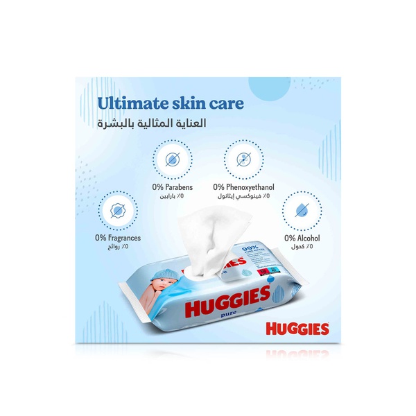 Huggies Pure Baby Cleansing Wipes 56s x 3 Packs