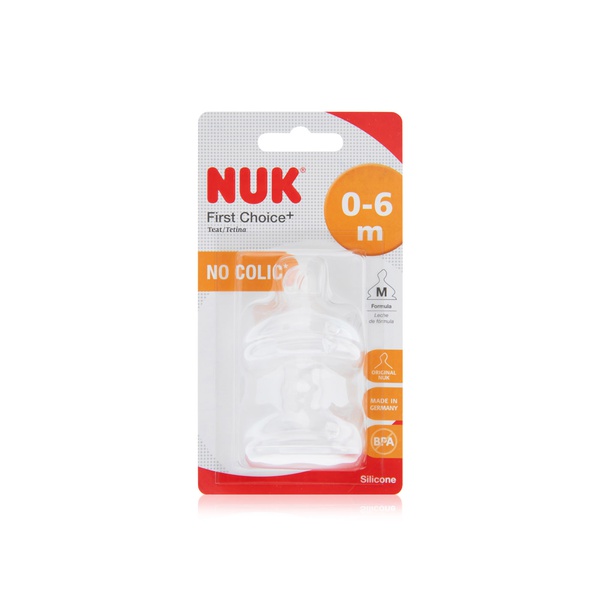 Buy Nuk 1st choice+ silicone teat 0-6m medium 2 pack in UAE