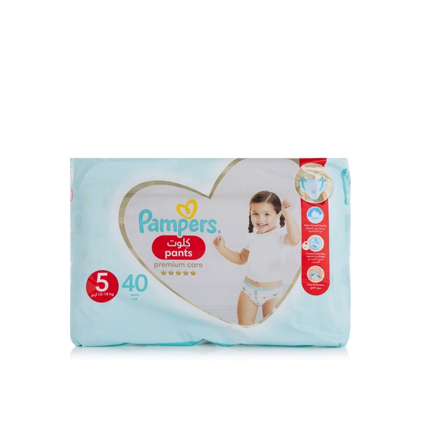 اشتري Pampers premium care pants junior size 5 40 nappies في الامارات