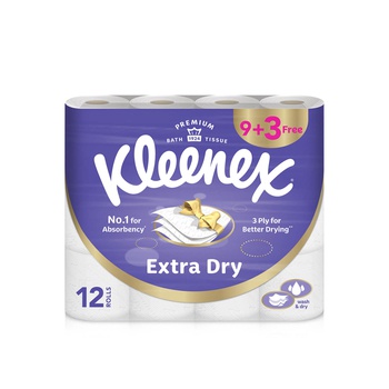 Kleenex Extra Dry Toilet Tissue Paper 160 Sheets x 3 Ply x 12 Rolls