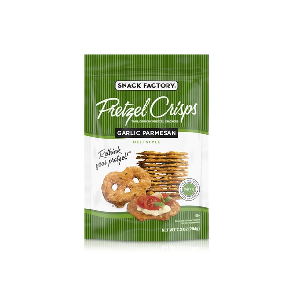 Snack Factory Pretzel Crisps Garlic Parmesan Deli Style Pretzel Crackers 204g