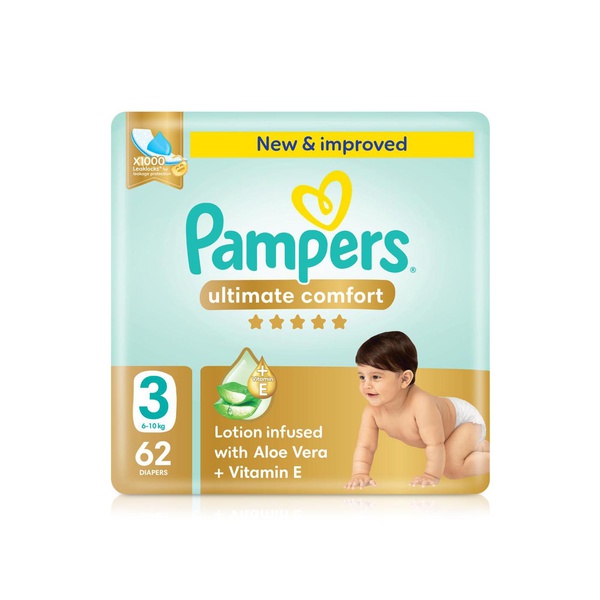 اشتري Pampers ultimate comfort diapers size 3 x62 في الامارات