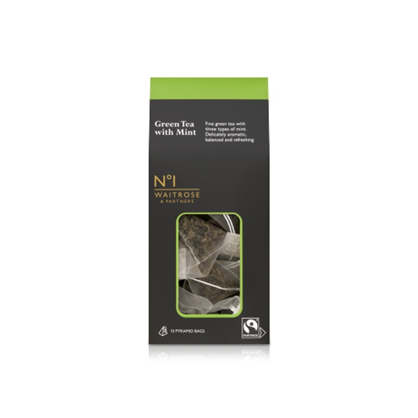 Waitrose No.1 Green Tea with Mint Pyramid Bags x 15 37.5g