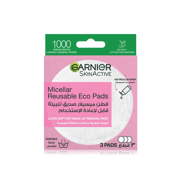 Buy Garnier SkinActive micellar reusable eco pads x3 in UAE