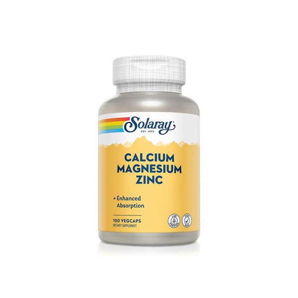 Solaray Calcium Magnesium and Zinc VegCap Capsules x 100