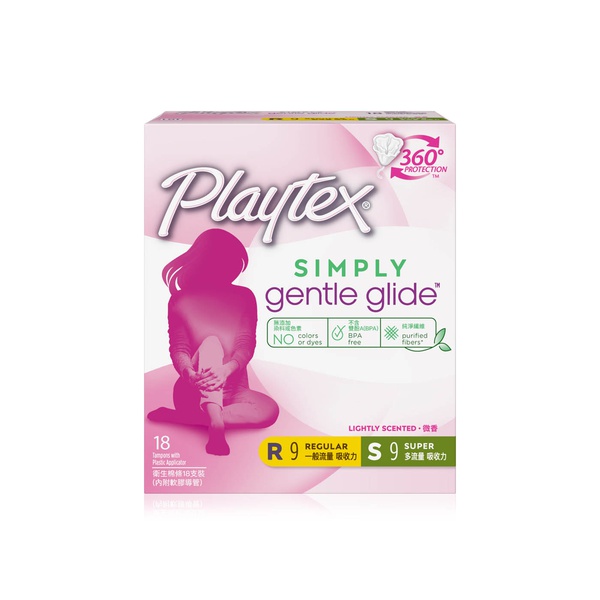 Buy Playtex simply gentle glide tampons 18 pack (9 regular/9 super) in UAE