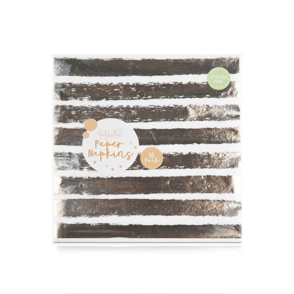 Hootyballoo Striped Gold Paper Napkins 165mm 20s