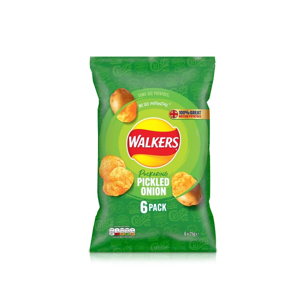 Walkers Pickled Onion Crisps 6 x 25g