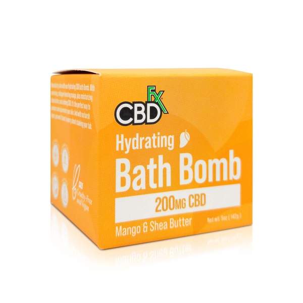 CBDFx 200mg CBD hydrating bath bomb mango and shea butter 142g