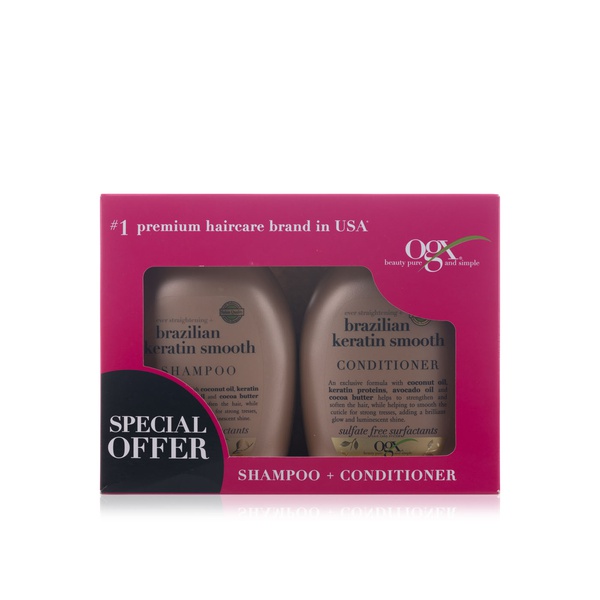 اشتري OGX Brazilian keratin set shampoo and conditioner 2x385ml في الامارات