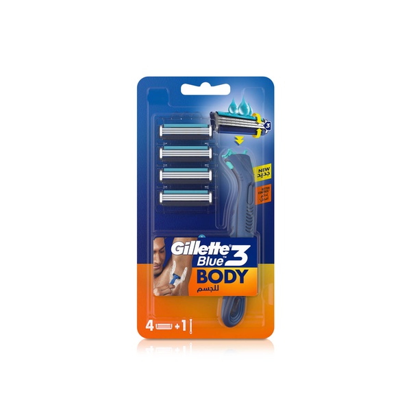 Gillette Blue3 Body Men's Razor with 4 Cartridges