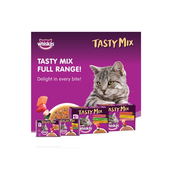 Whiskas Tasty Mix Wet Cat Food for Adults 1 + Years with Tuna & Crab & Carrot 70g x 4s