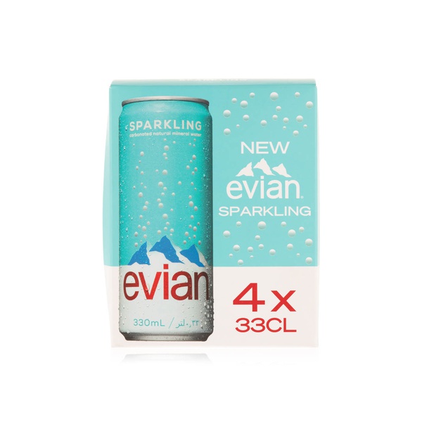 Buy Evian sparkling water can multipack 330ml x 4 in UAE