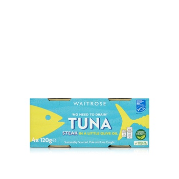 Waitrose Drained Tuna Steak in Olive Oil 120g x 4