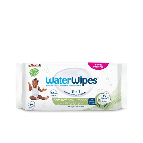 WaterWipes Sensitive+ Baby & Toddler 99.9% Water Wipes x60