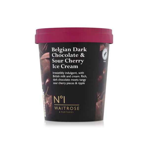 Waitrose Belgian Dark Chocolate & Sour Cherry Ice Cream 480ml