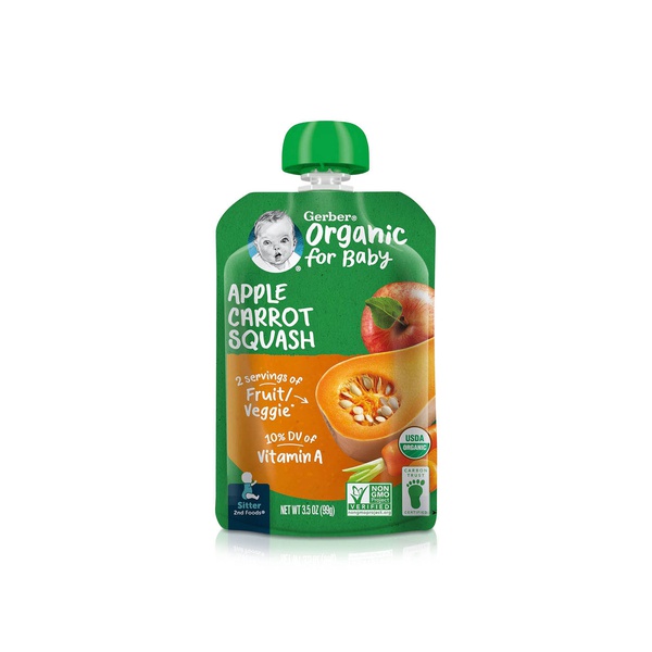 Gerber Organic Puree Pouch Apple Carrot Squash 99g