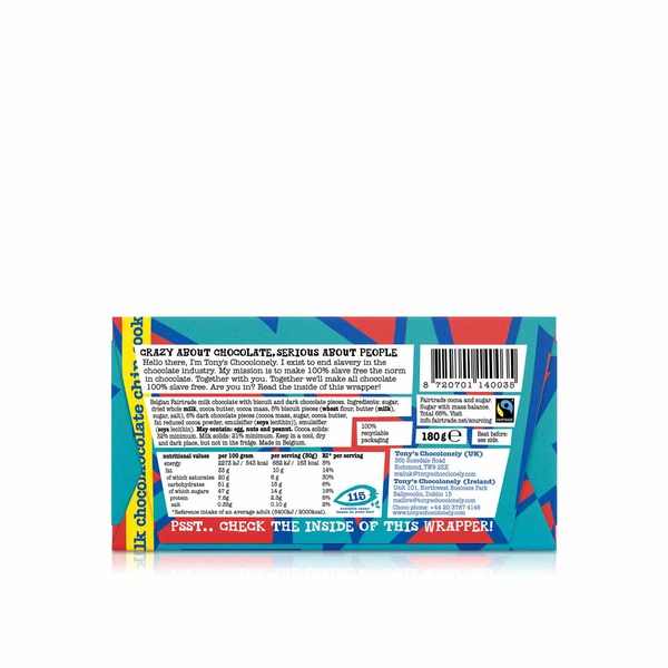 Tony's Chocolonely Milk Chocolate Chip Cookie 180g