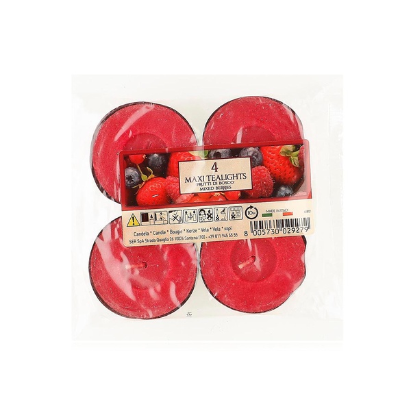 Aladino Scented Maxi Tealight Candle Berries x 4