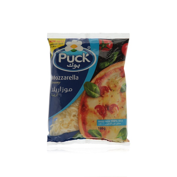 Buy Puck shredded creamy mozzarella cheese 180g in UAE