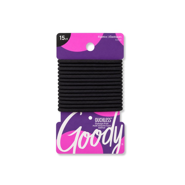 Goody Ouchless Black Hair Elastics x 15