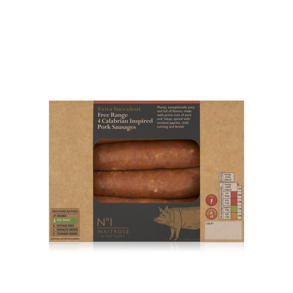 Waitrose No.1 Free Range Calabrian Inspired Pork Sausages x 4 400g