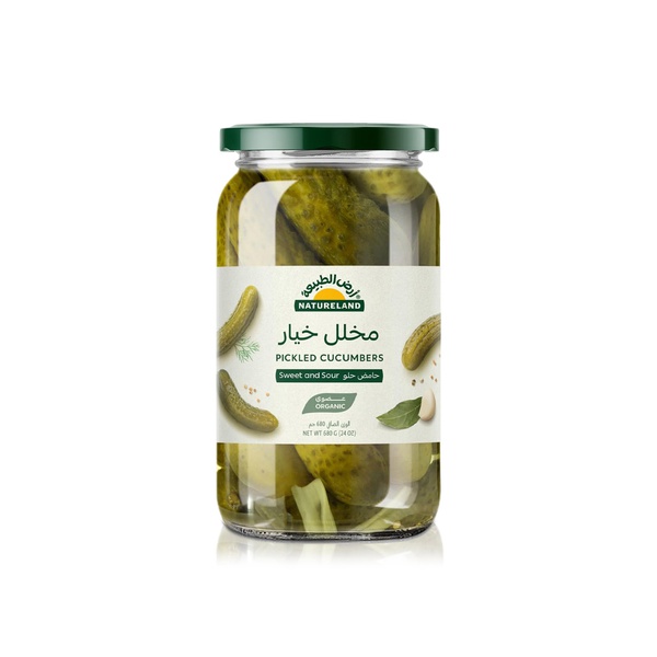 Natureland Organic Sweet & Sour Pickled Cucumbers 680g