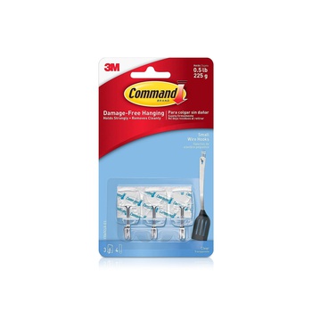 3m Command Small Clear Wire Hooks x 3