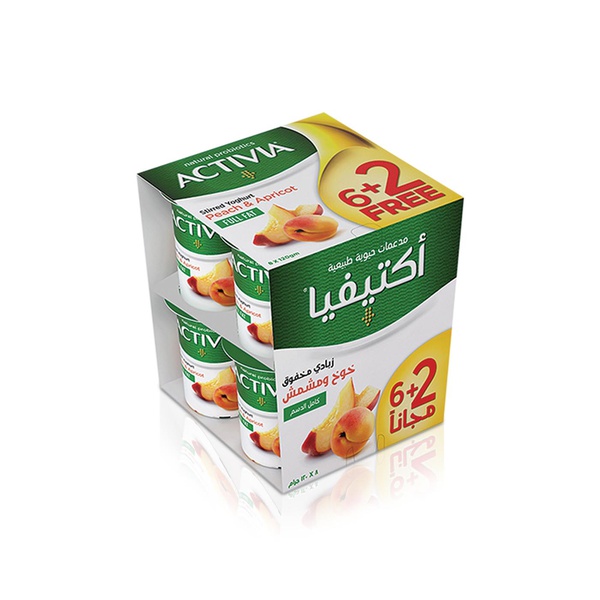 Activia Peach and Apricot Yoghurt Full Fat 120g x 8