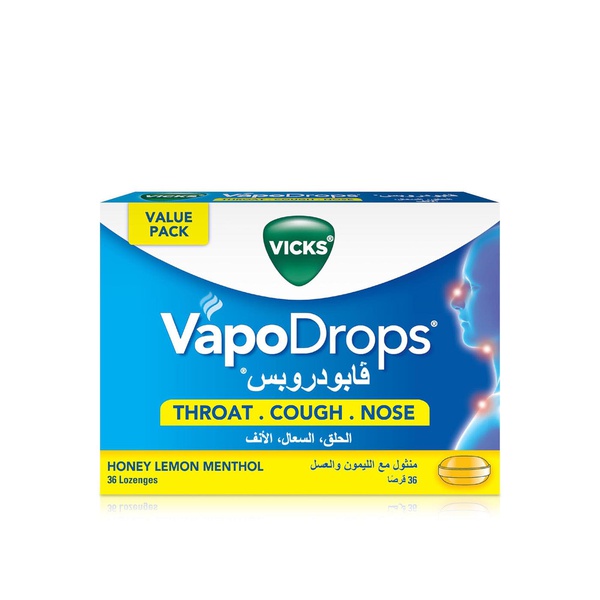 Vicks VapoDrops Honey, Lemon & Menthol Lozenges x 36
