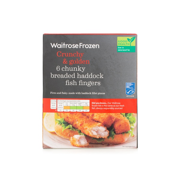 اشتري Waitrose chunky breaded haddock fish fingers 330g في الامارات