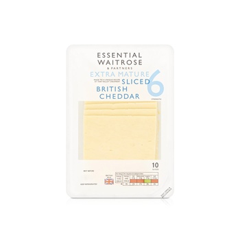 Waitrose Essential Sliced British Cheddar Extra Mature 10 slices 250g