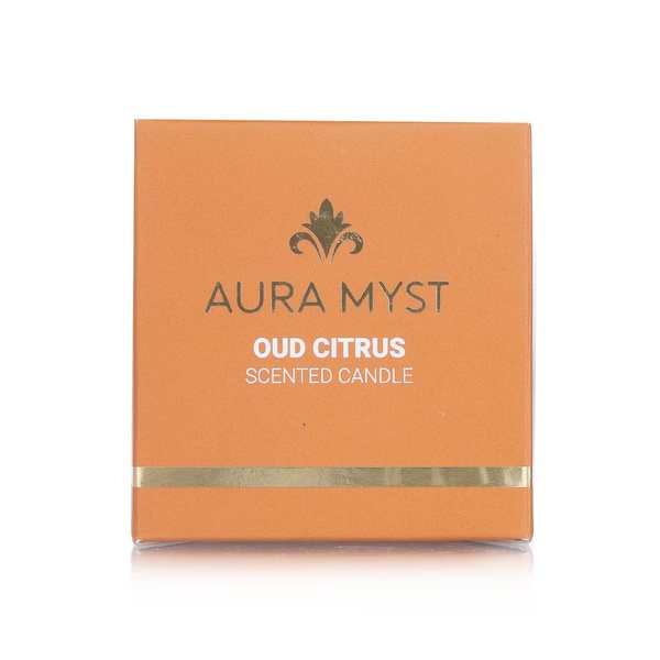 Buy Aura Myst glass jar scented candle oud citrus in UAE