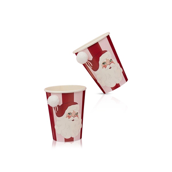Hootyballoo Pink & Red Stripe Vintage Santa Paper Cups x 8