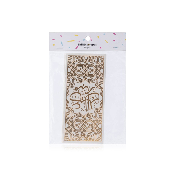 The Party Popper Eid Mubarak Gold FoiLED Eidi Envelopes 10 Pack