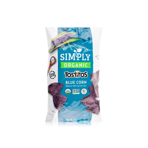 Buy Tostitos simply organic blue corn chips 255.1g in UAE