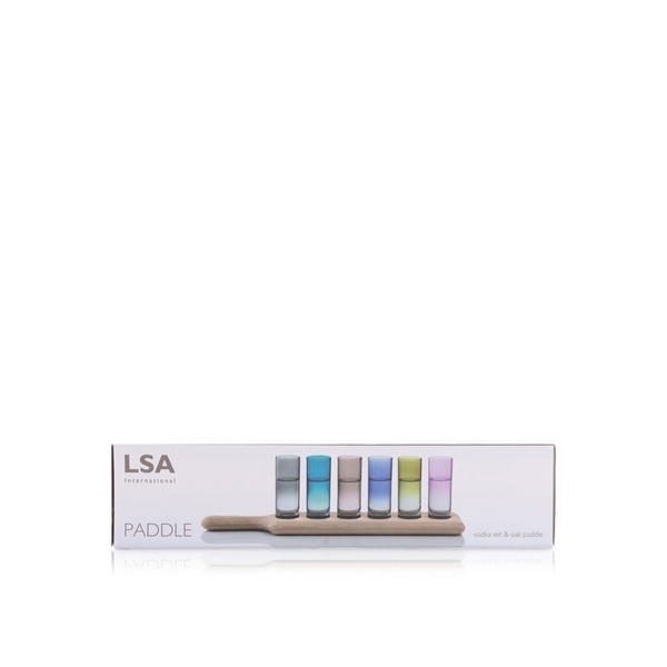 Lsa Vodka Colour Shot Glass Set with Oak Paddle 6 Pack 40cm