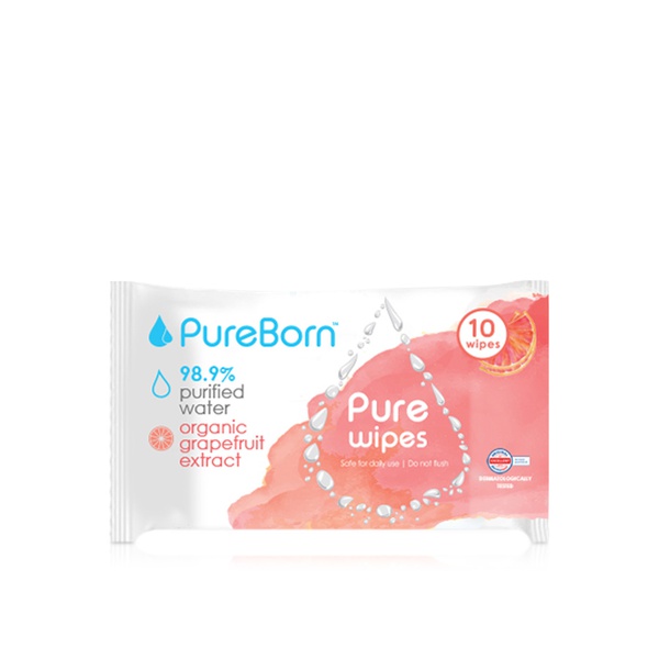 Buy Pureborn pure grapefruit wipes 10 pack in UAE