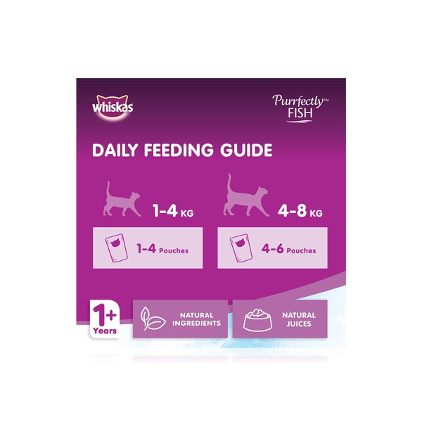 Whiskas Purrfectly Fish Wet Cat Food for Adults 1 + Years with Tuna & Salmon 85g 12 Pouches