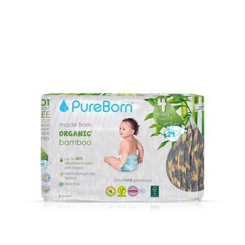 Pureborn Size 4 Nappies 7-12kg x 24