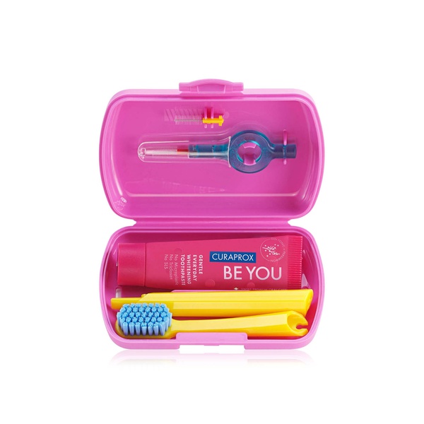 اشتري Curaprox travel set dental kit in pink في الامارات