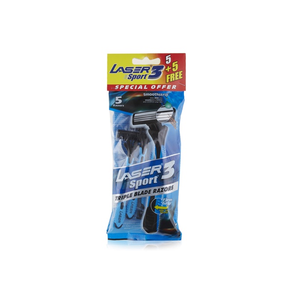 Buy Laser Sport3 triple blade disposable razors x10 in UAE