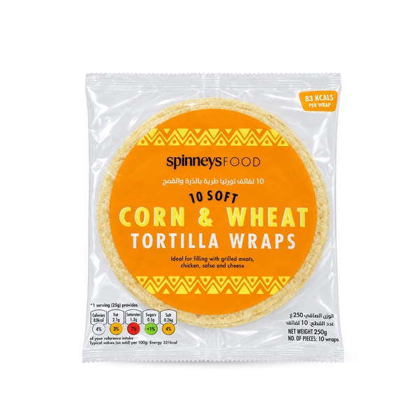Spinneysfood Soft Corn & Wheat Tortilla Wraps x 10 250g