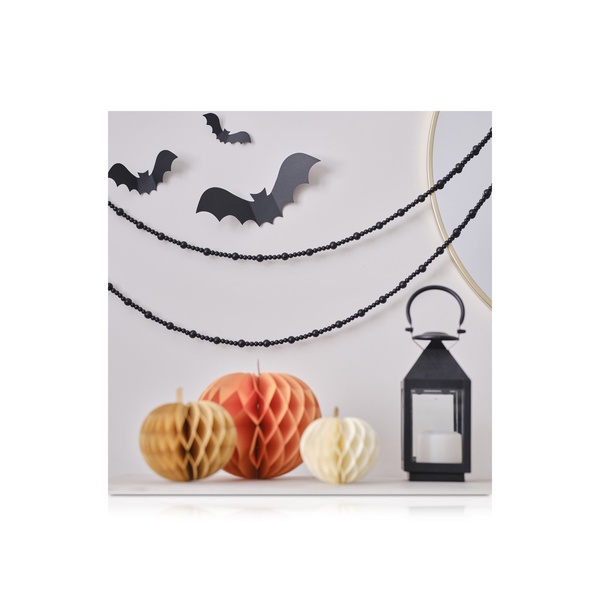 Ginger Ray Black Wooden Halloween Beads Garland 3m