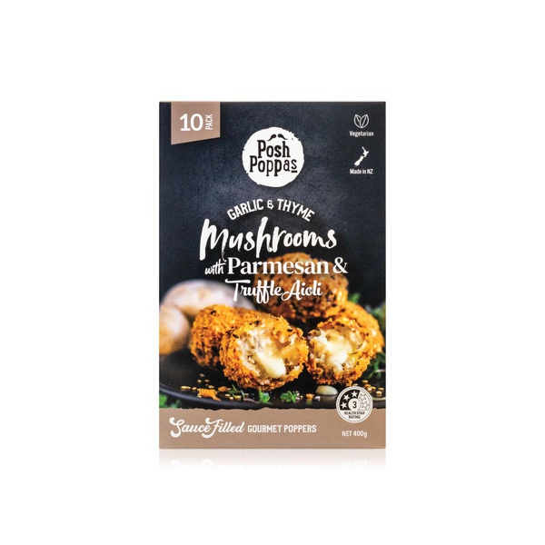 Posh Poppas Frozen Garlic And Thyme Mushroom With Parmesan Truffle Aioli Poppers 400G
