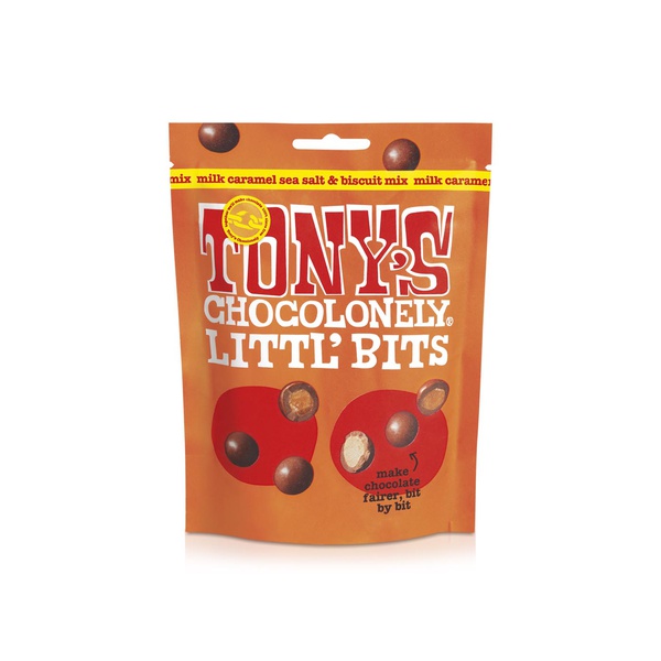 Tony's Chocolonely Littl' Bits Milk Caramel Sea Salt and Biscuit Mix 100g